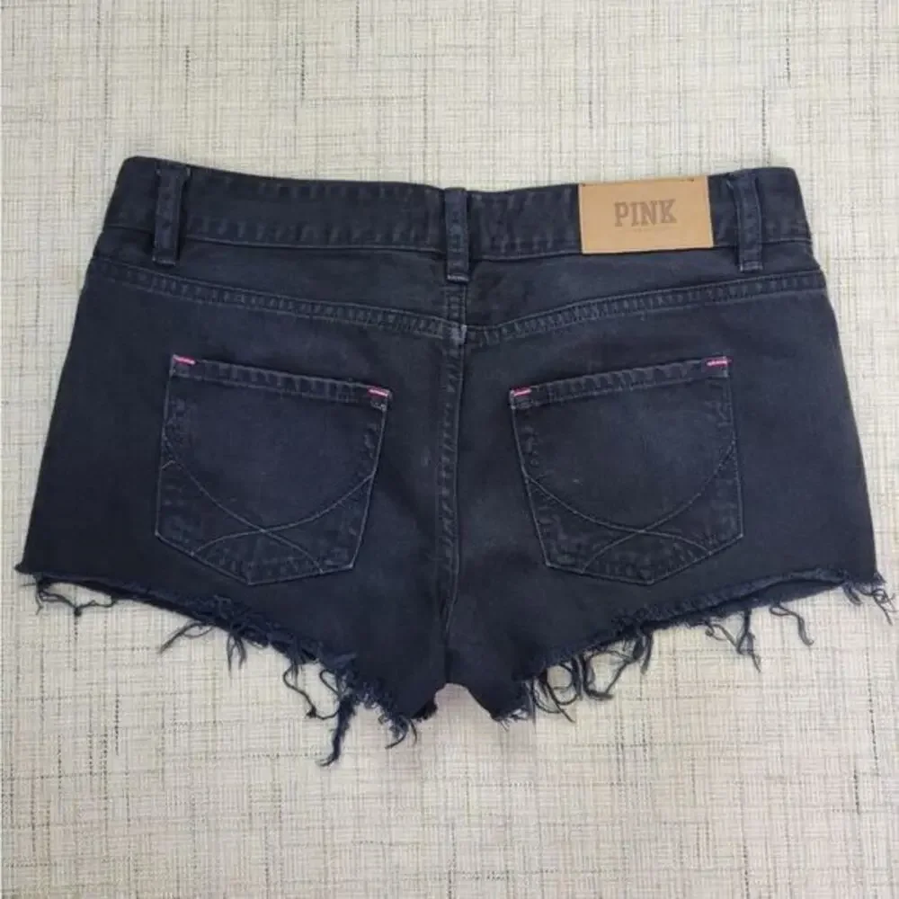 Pink Victoria's Secret Cutoff Raw Hem Black Shorts 4‎